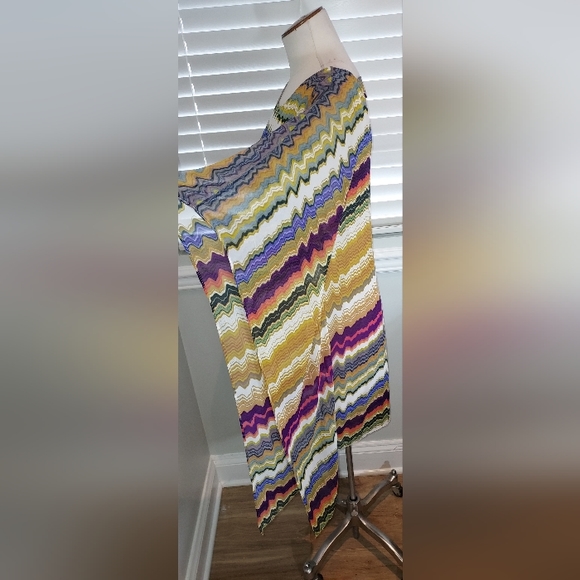 Vince Camuto Multi Color Wave Print One Short Slv One Drape Slv Dress Pre-owned - Picture 5 of 8